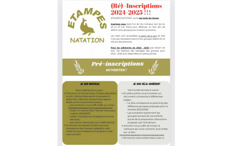 INSCRIPTIONS 2024/2025 - ET RE-INSCRIPTION
